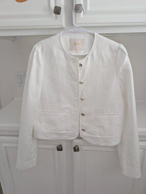 White Maje Linen-Blend Lady Jacket